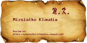 Mizsialko Klaudia névjegykártya
